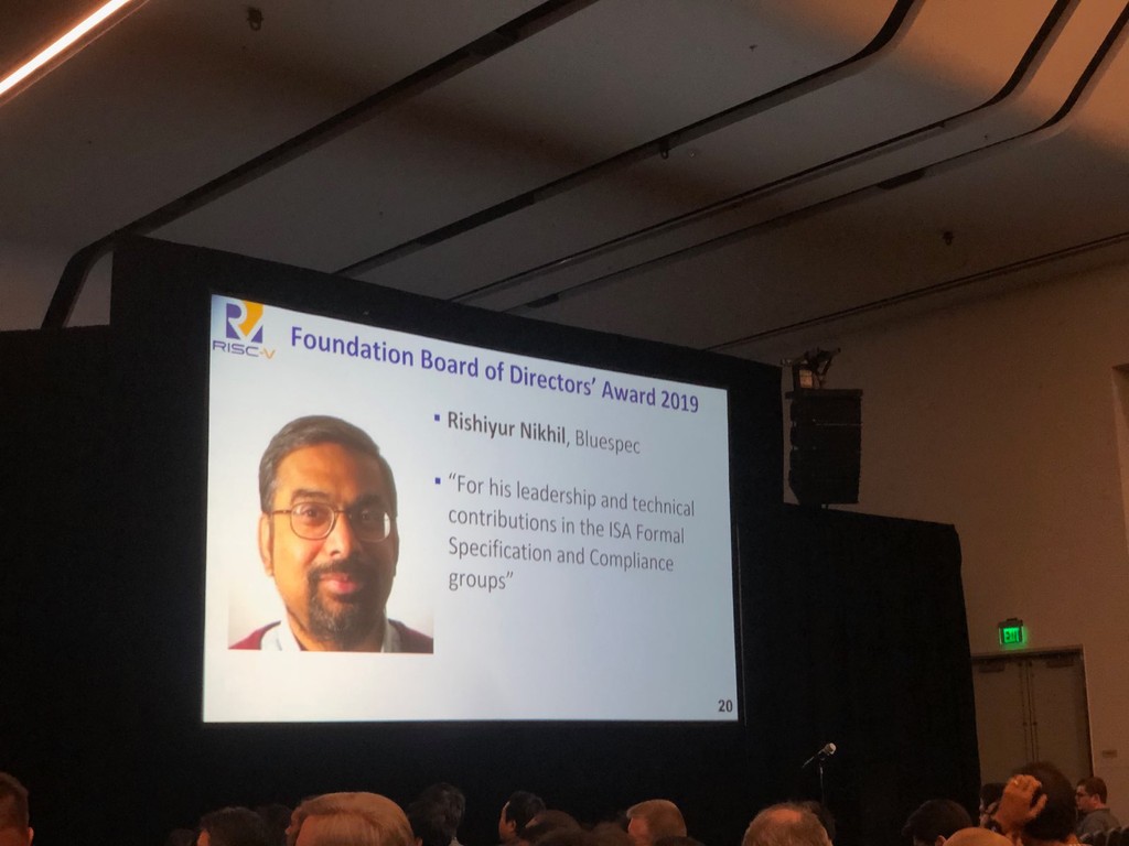 RISC-V Foundation Awards Presentation honoring Nikhil at the 2019 RISC-V Summit in San Jose, CA earlier this month.